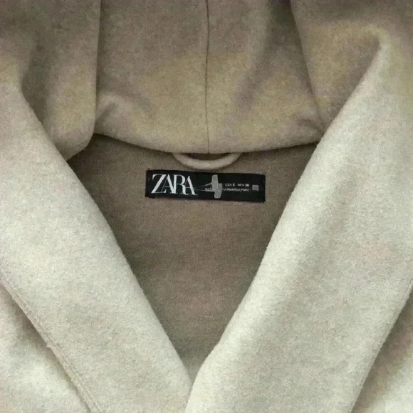 ZARA Soft Hooded Coat Beige small - Picture 5 of 10